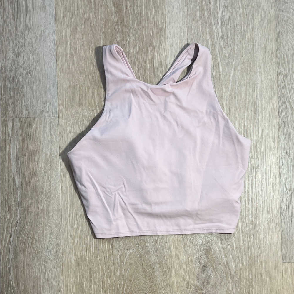 Athleta Pale Blush High-Neck Workout Crop Tank